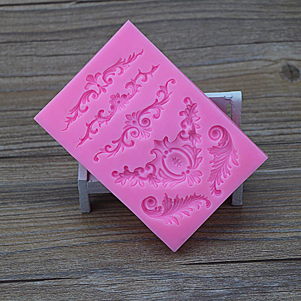 DIY 3D Sculpted Flower Baroque Scroll Silicone Mold Fondant Mold Cupcake Cake view 6