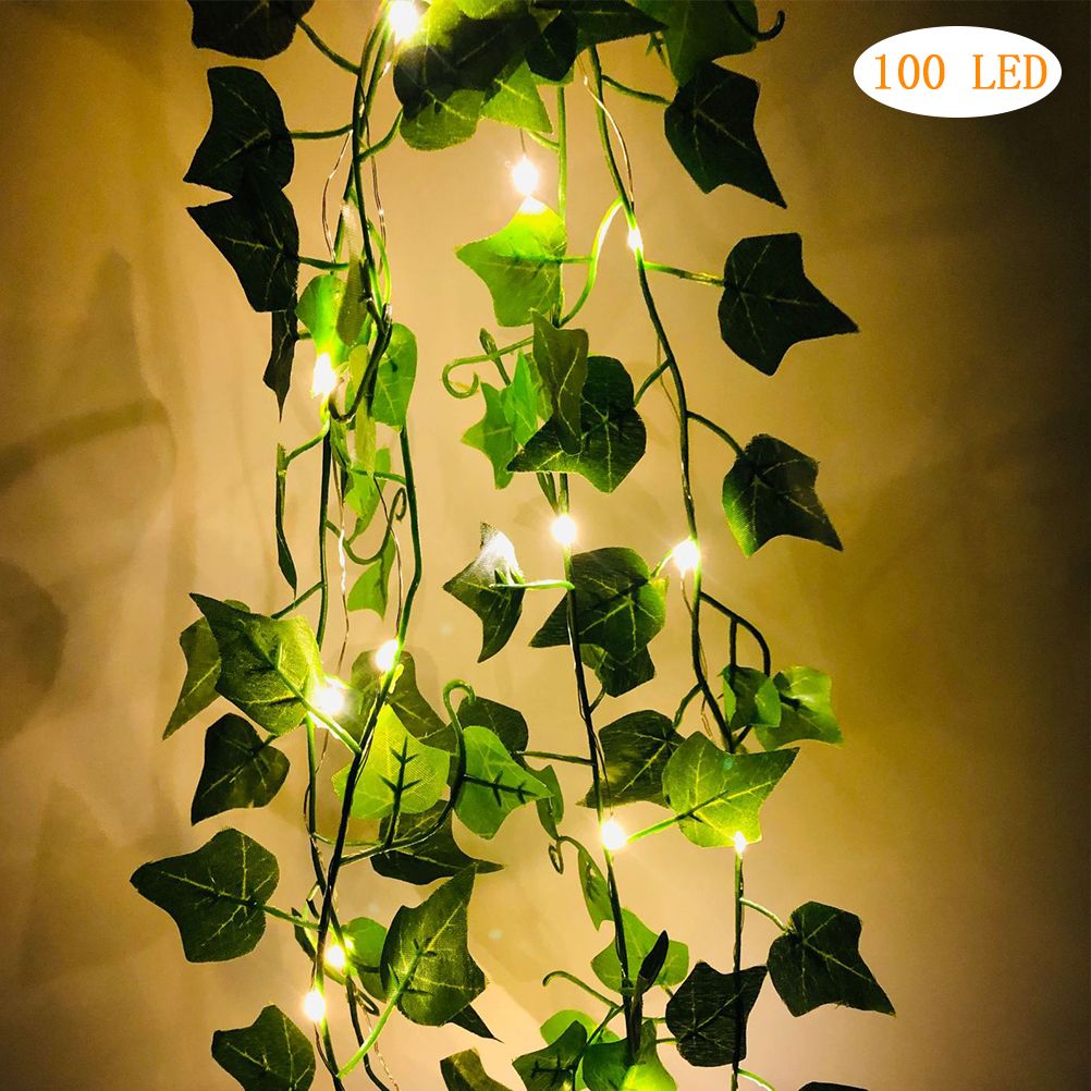 Artificial Plants LED String Light Green Leaf Vine Battery Operated Fairy — image 1