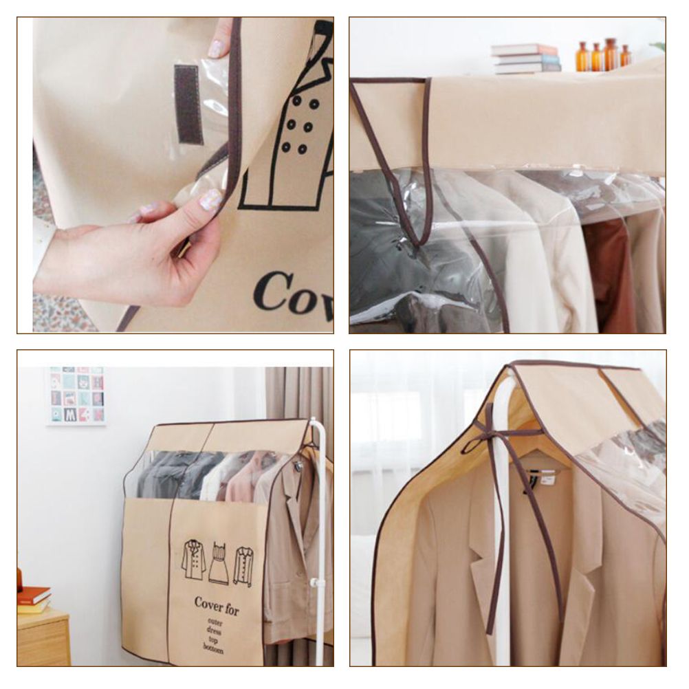 Non Woven Fabric Clothing Dustproof Covers Home Dust Cover Wardrobe Hanger view 4