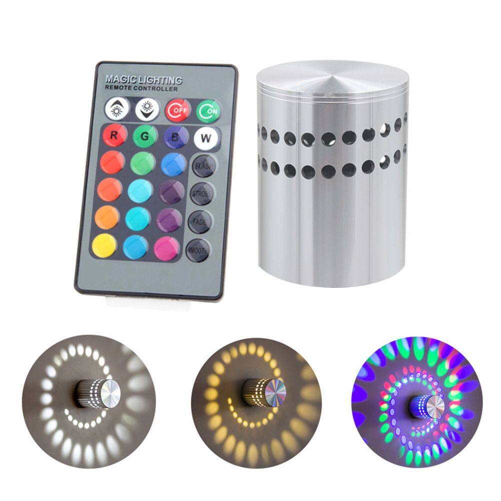 3W RGB LED Wall Light Lamp Spiral Hole Luminous Lighting Sconce with