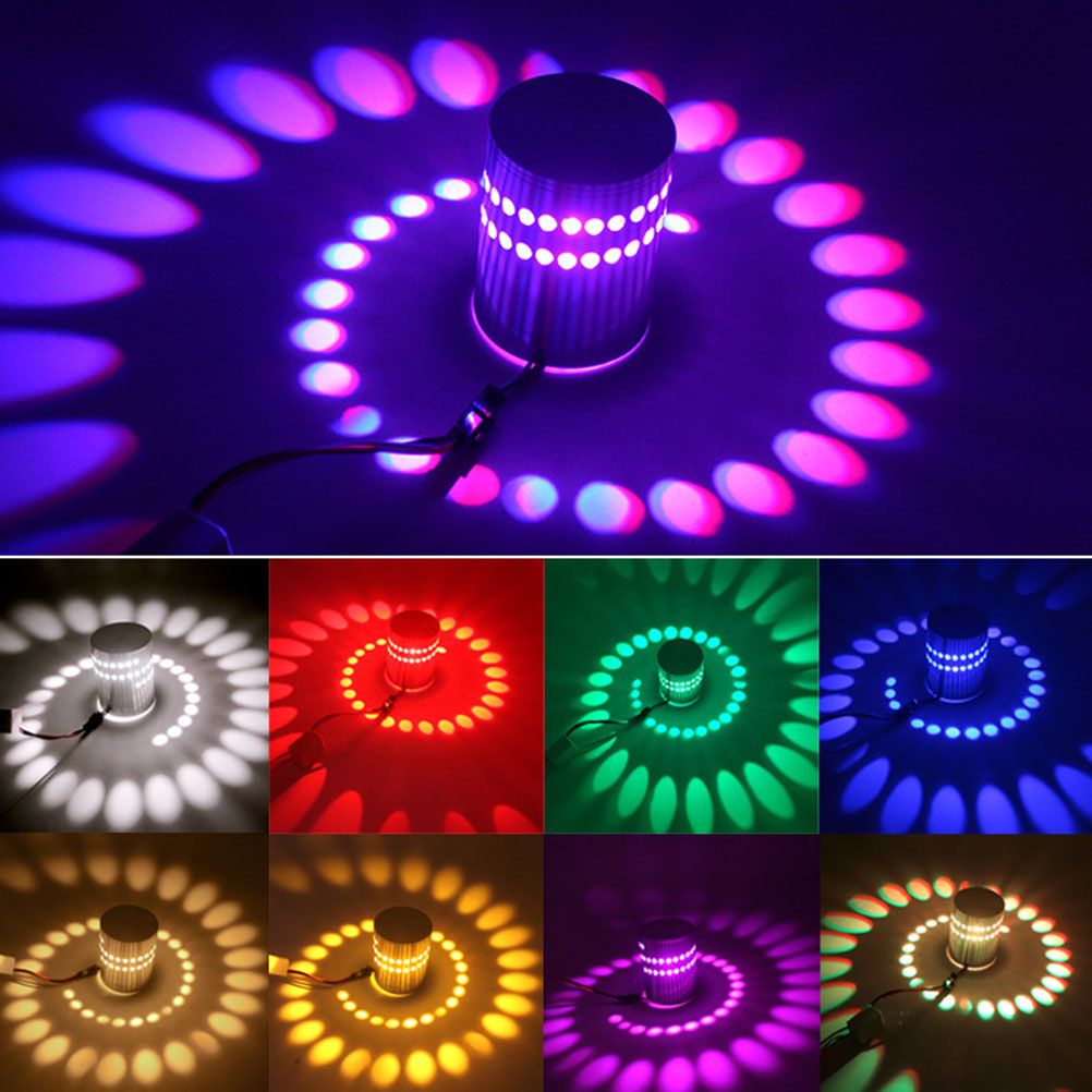 3W RGB LED Wall Light Lamp Spiral Hole Luminous Lighting Sconce with view 5