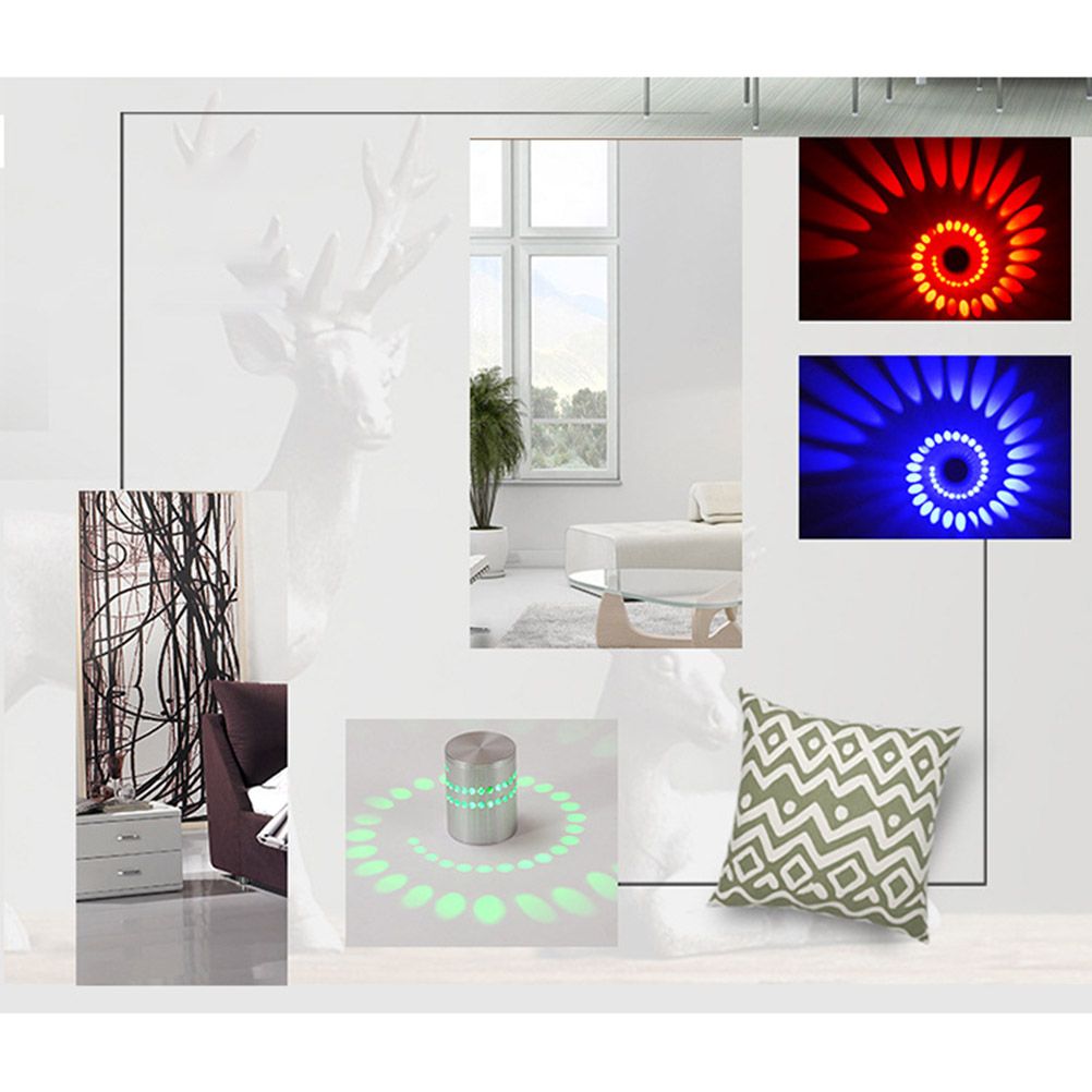 3W RGB LED Wall Light Lamp Spiral Hole Luminous Lighting Sconce with view 8