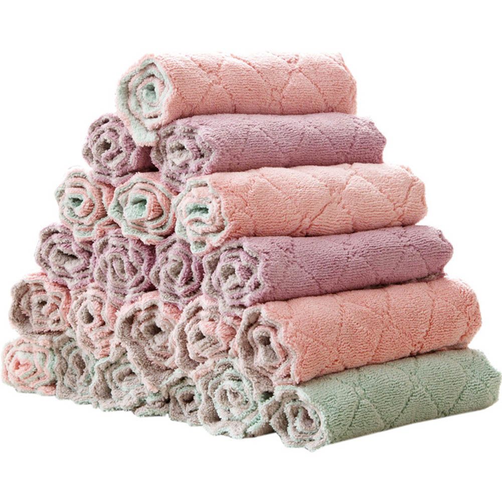 2/5/10/20 Pcs Random Color Coral Fleece Absorbent Hand Towel Clean Cloth Sink