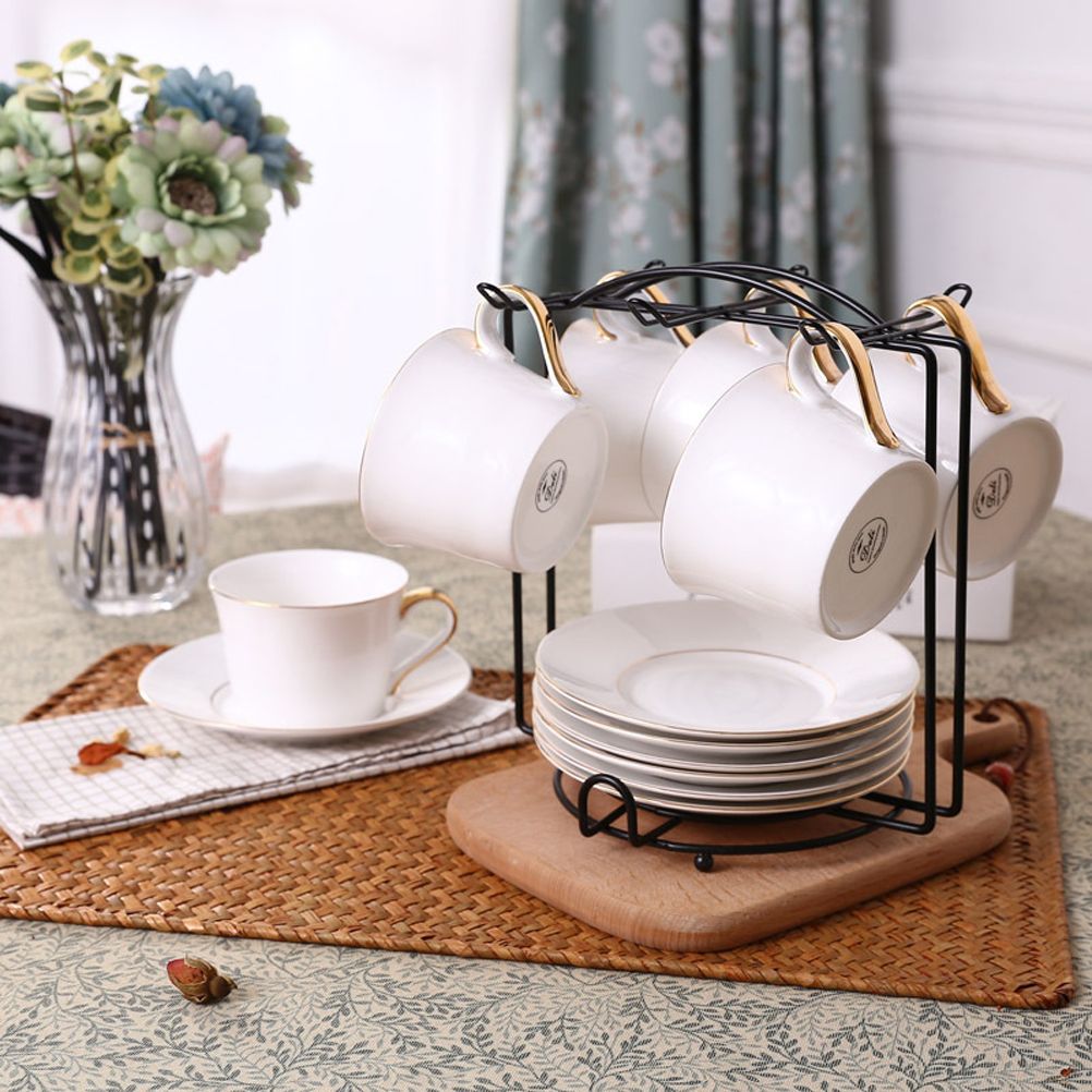 Tea Cups Display Stand Anti Rust Cups Holder Stainless Steel Drying Rack for view 3