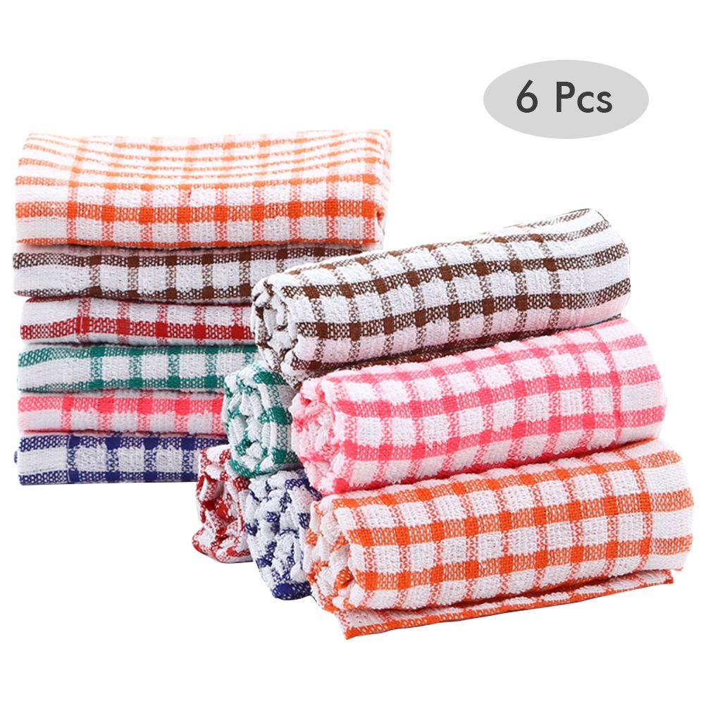6PCS Cotton Kitchen Tea Towels Absorbent Lint Free Catering Restaurant Cloth
