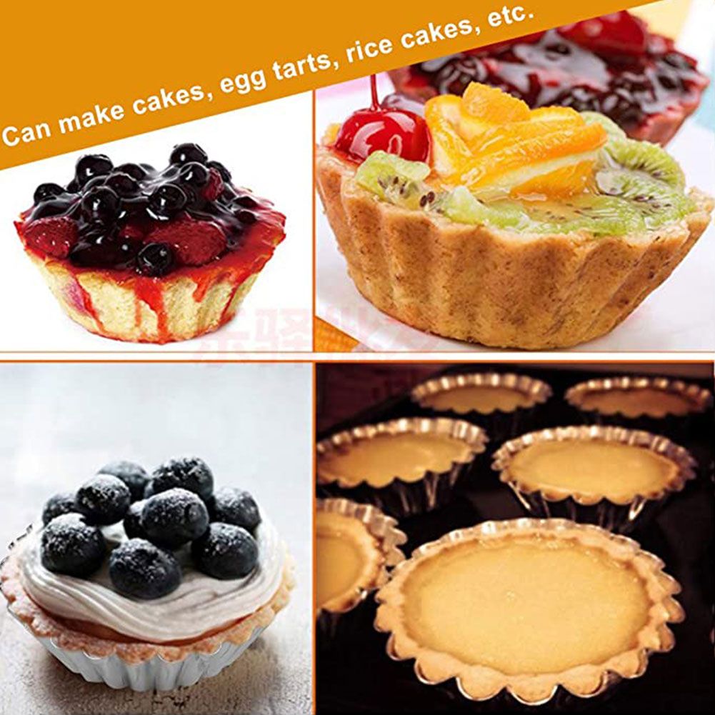 20Pcs Egg Tart Molds Mini Aluminum Cake Muffin Moulds Tins Pans Non Stick view 6