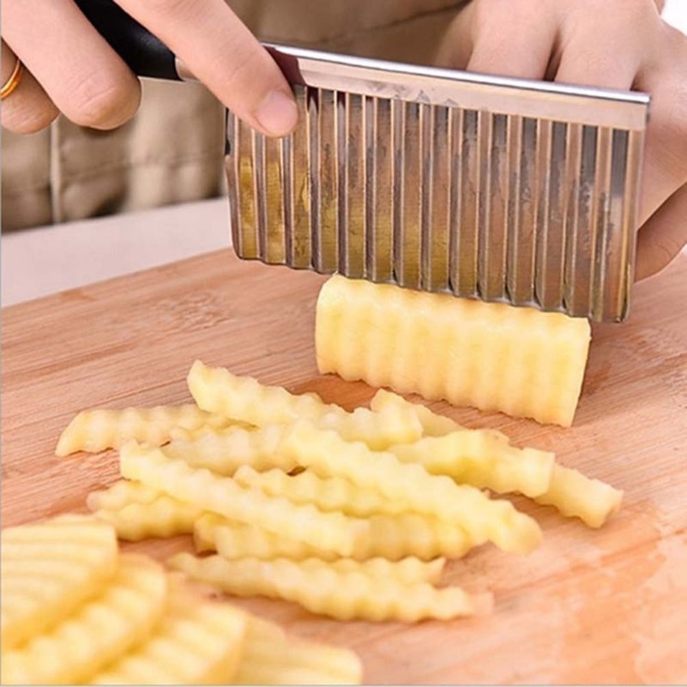 Stainless Steel Potato Dough Waves Cutter Slicing Tool Home Kitchen Vegetable view 2