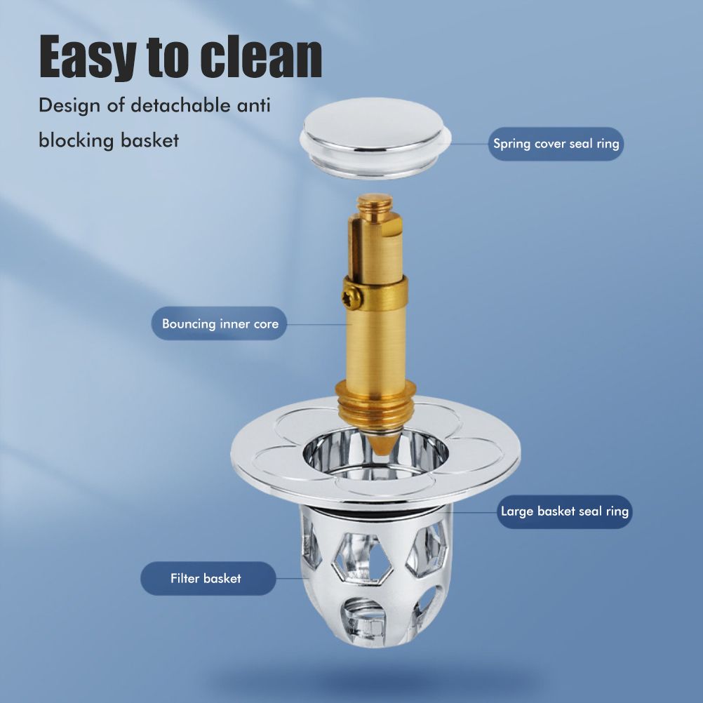 Sink Plug Stainless Steel Pop Up Sink Plug Universal Drain Plug for Countertop view 4