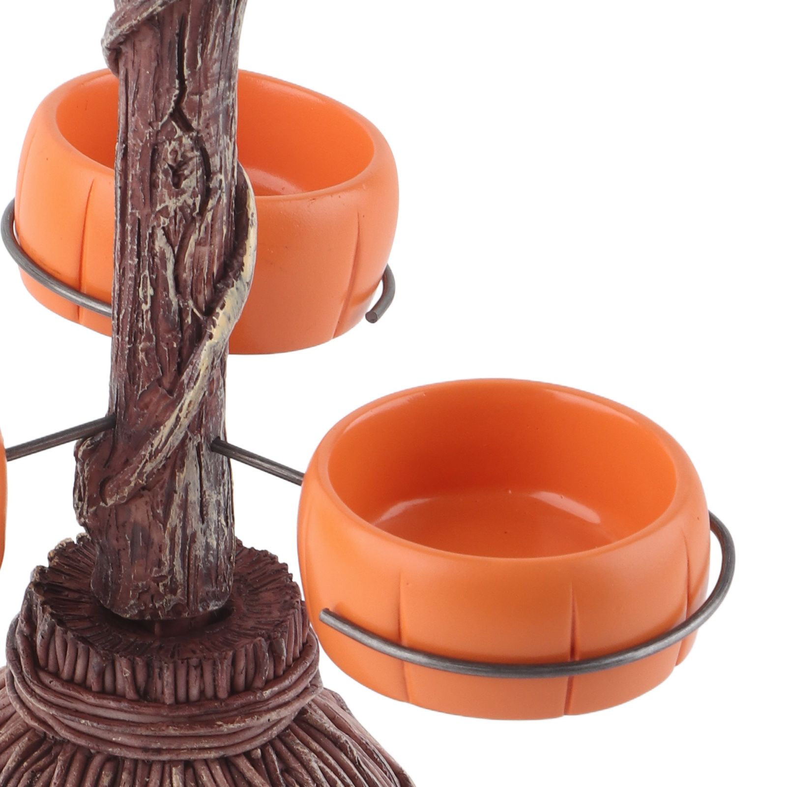 Halloween Resin Pumpkin Bowls On Broom for Serving Snacks Salad Fruit view 6