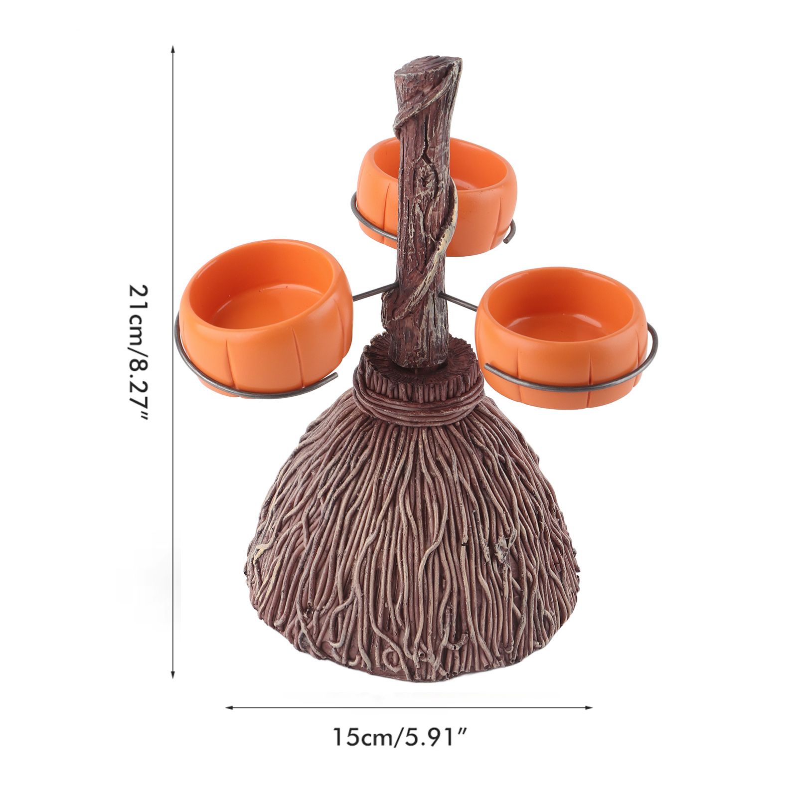 Halloween Resin Pumpkin Bowls On Broom for Serving Snacks Salad Fruit view 12