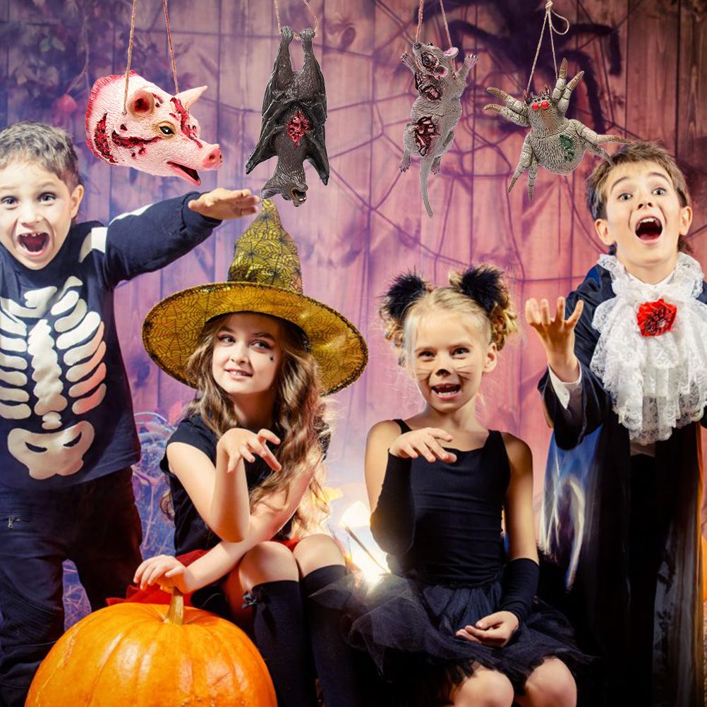 Halloween Hanging Tattered Pig Mouse Spider Bat Prank Props Halloween Party view 3