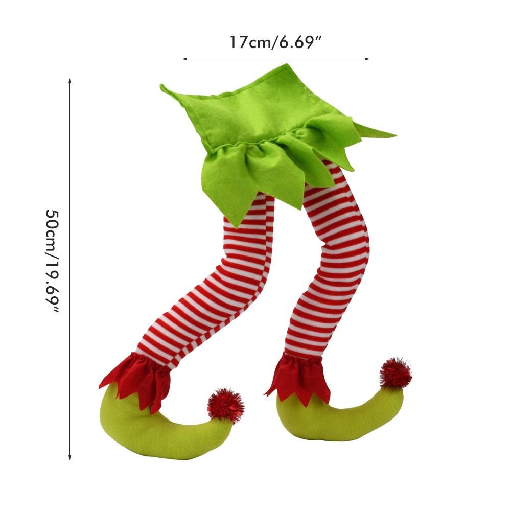 Christmas Elf Stuffed Legs Stuck Tree Topper Decorations Xmas Holiday Party view 2