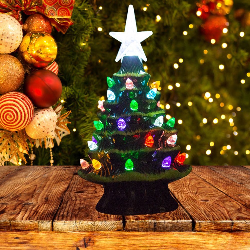 18.8cm Lighted Ceramic Christmas Tree Christmas Tabletop Decorations Christmas view 3
