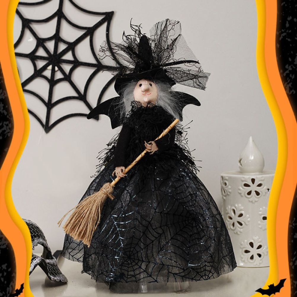 Halloween Veil Witch with Spider Web Skirt Doll Halloween Desktop Ornament view 6