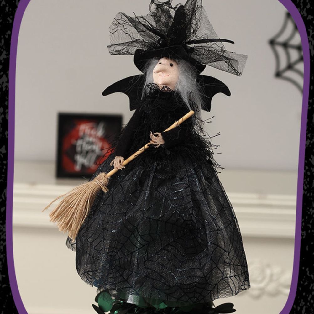Halloween Veil Witch with Spider Web Skirt Doll Halloween Desktop Ornament view 8