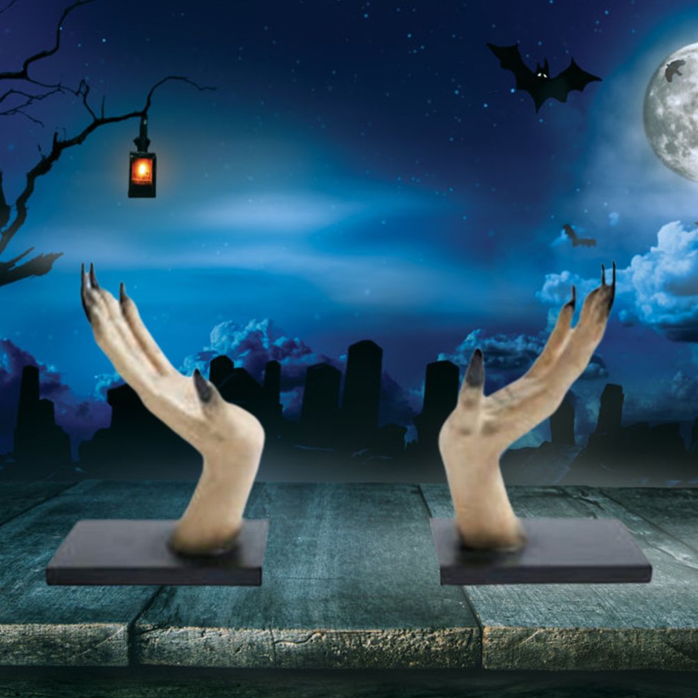 Halloween Horror Witch Hand Book Stand Resin Witch Hand Ornament Halloween view 4