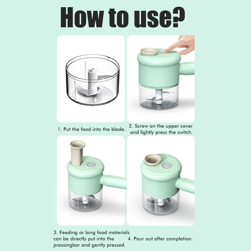 2 in 1 Handheld Electric Garlic Grinder Vegetable Cutter Portable Food view 4