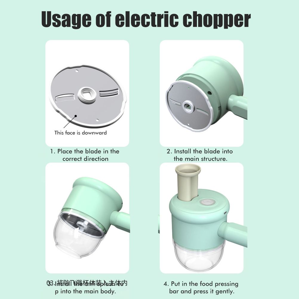 2 in 1 Handheld Electric Garlic Grinder Vegetable Cutter Portable Food view 6