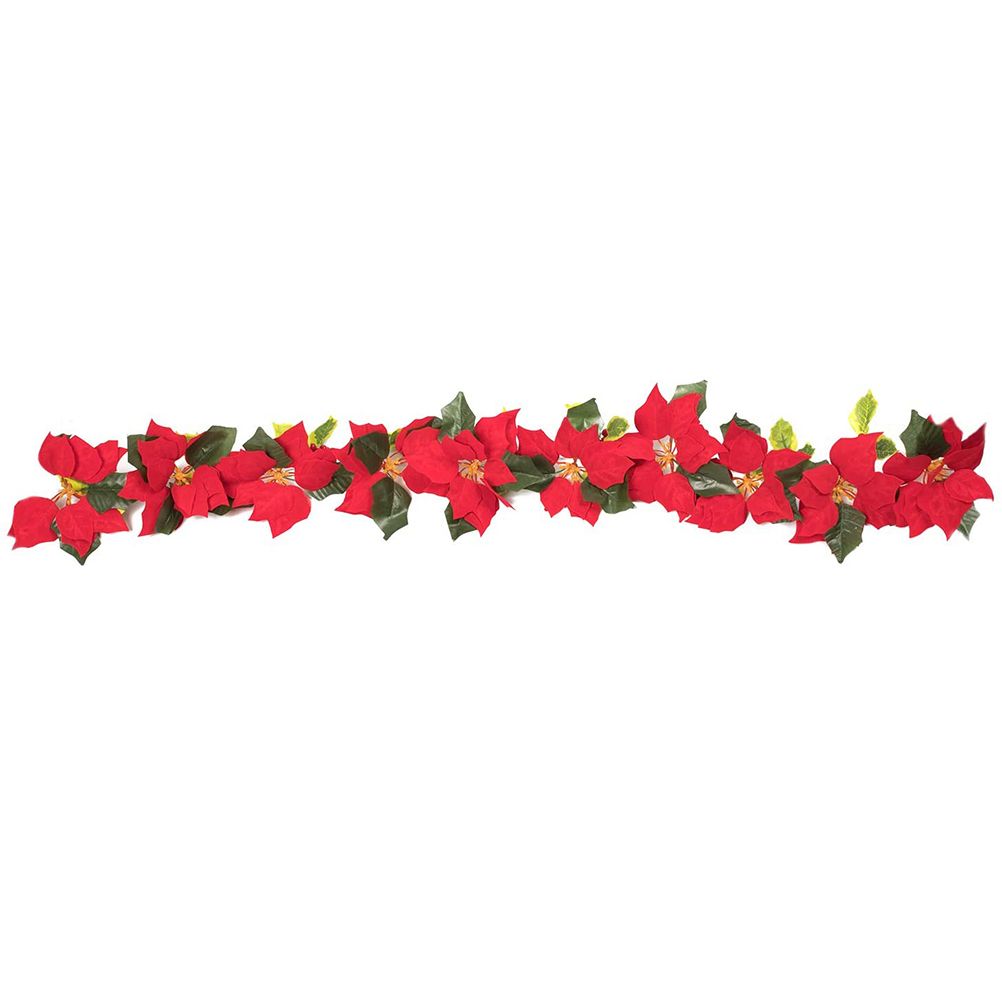 Christmas Poinsettia Garland String Lights 10 LED Artificial Flower Christmas view 9