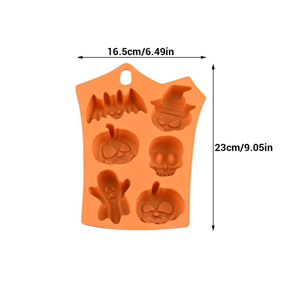 2Pcs Halloween Silicone Baking Molds with Pumpkin Skeleton Head Bat Ghost view 2