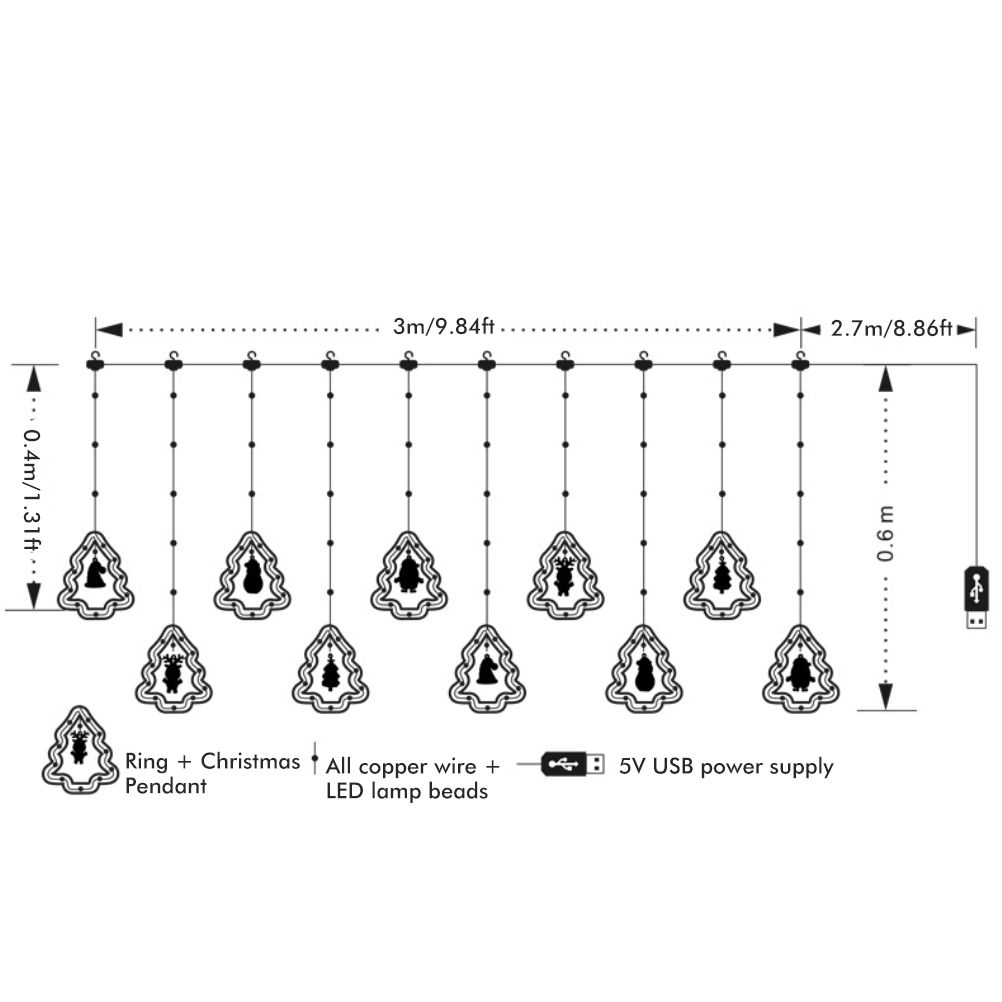 Fairy Christmas Lights LED Star Christmas Tree Snowman Santa String Lights for view 2