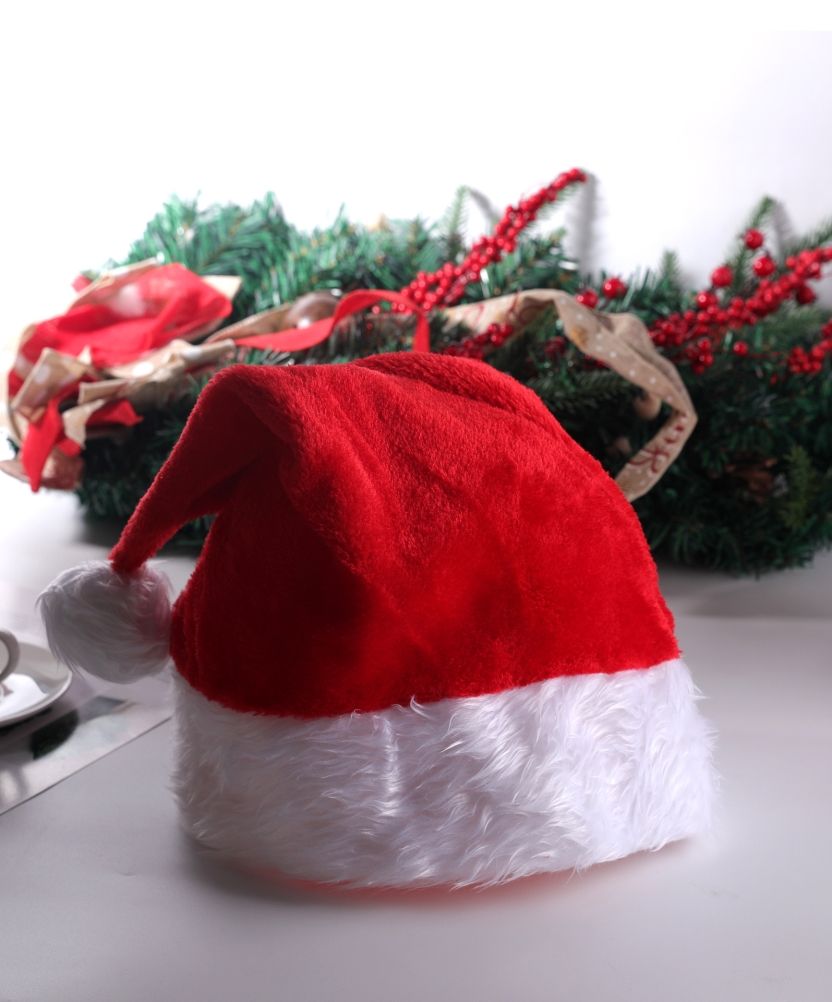 LED Christmas Hat Light Up Plush Santa Hat Christmas Costume Props Holiday view 4