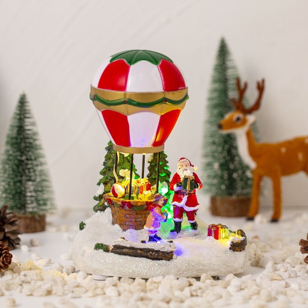 LED Light Up Christmas Tabletop Decoration Resin Lighted Snack Shop Vintage view 6