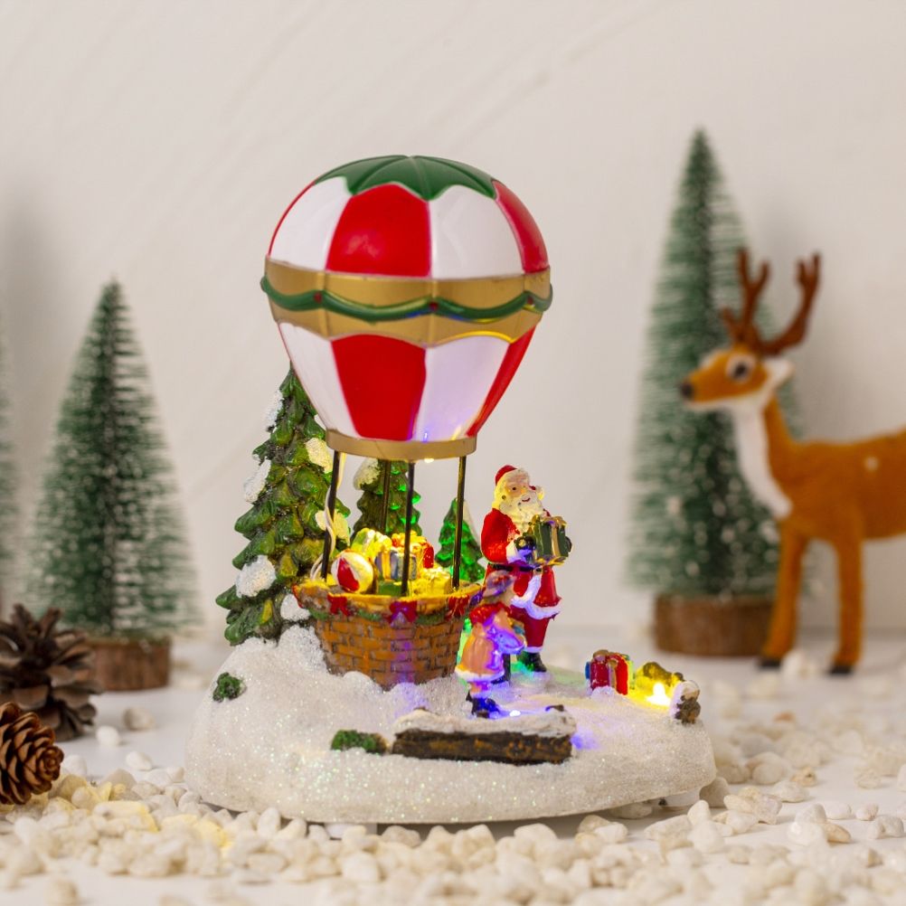LED Light Up Christmas Tabletop Decoration Resin Lighted Snack Shop Vintage view 7