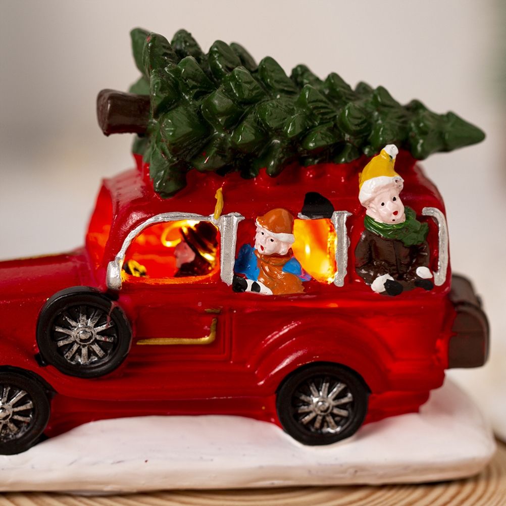 LED Light Up Christmas Tabletop Decoration Resin Lighted Snack Shop Vintage view 4