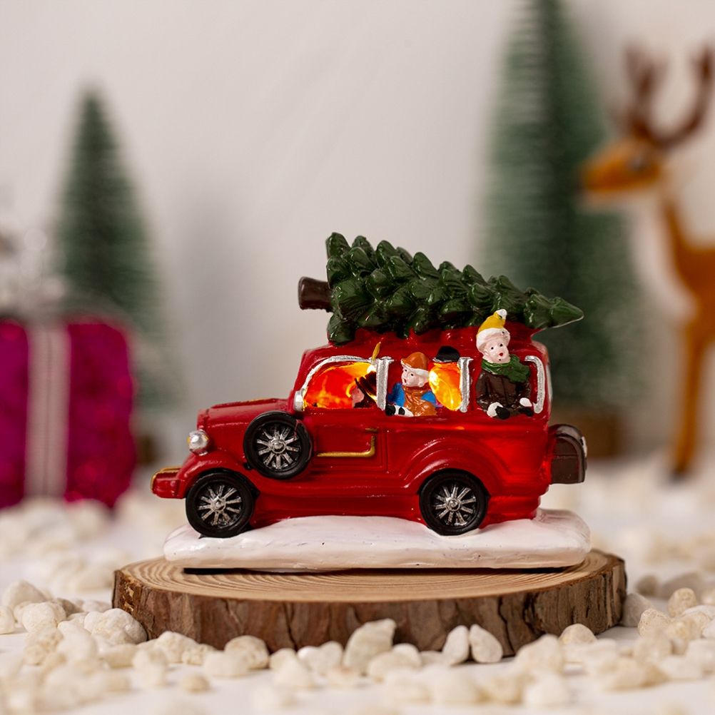 LED Light Up Christmas Tabletop Decoration Resin Lighted Snack Shop Vintage view 6