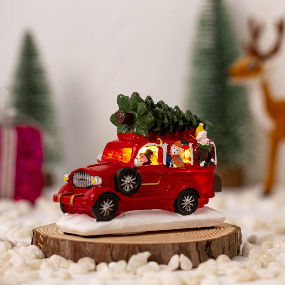 LED Light Up Christmas Tabletop Decoration Resin Lighted Snack Shop Vintage view 9