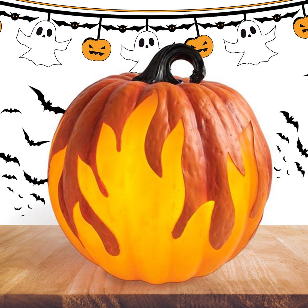 Halloween Pumpkin Lantern Battery Operated Jack O Lantern Flame Lighted view 2