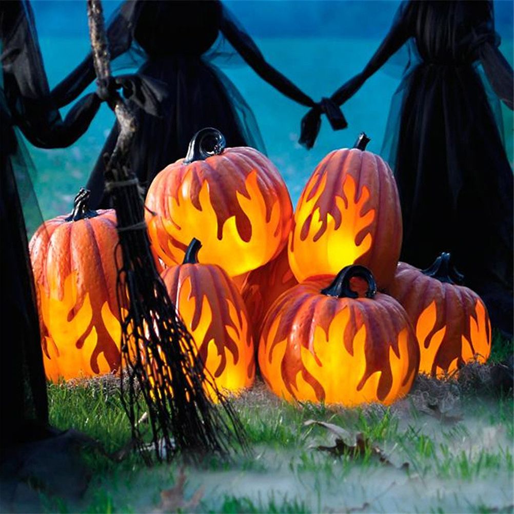Halloween Pumpkin Lantern Battery Operated Jack O Lantern Flame Lighted view 4