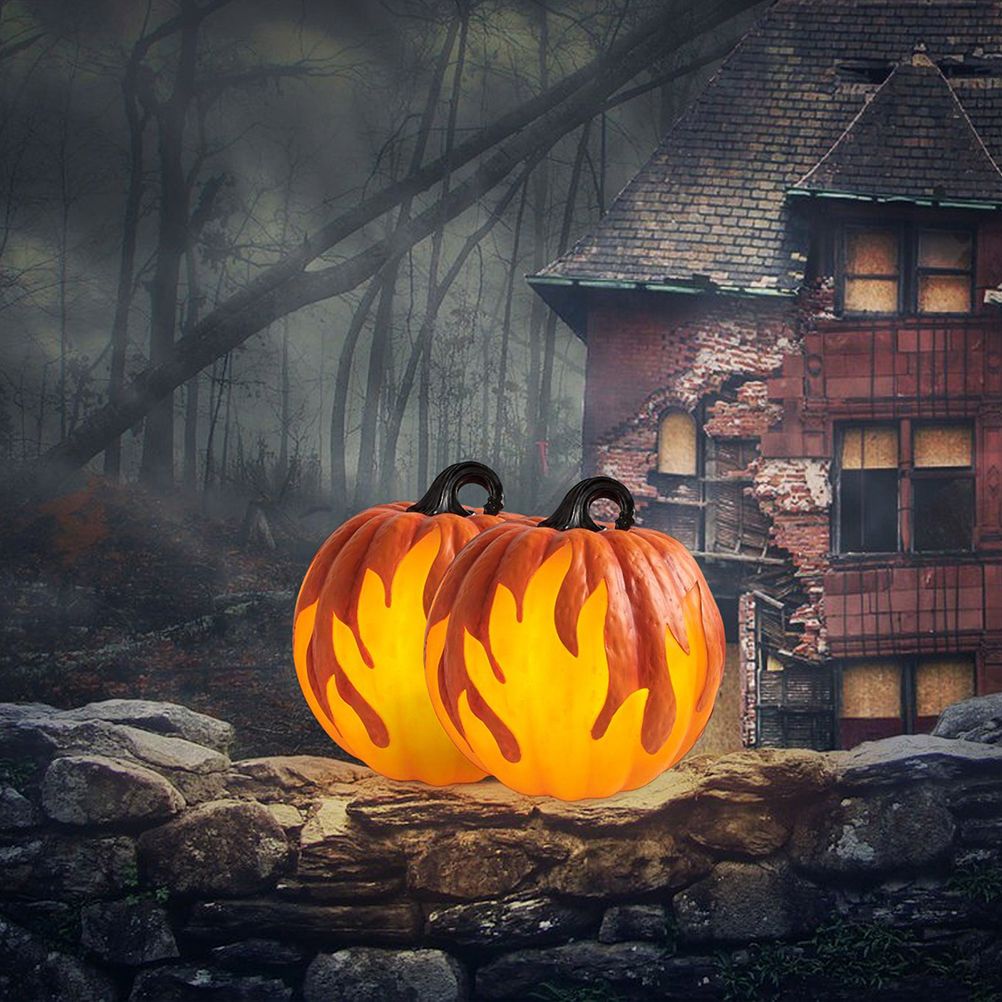 Halloween Pumpkin Lantern Battery Operated Jack O Lantern Flame Lighted view 8