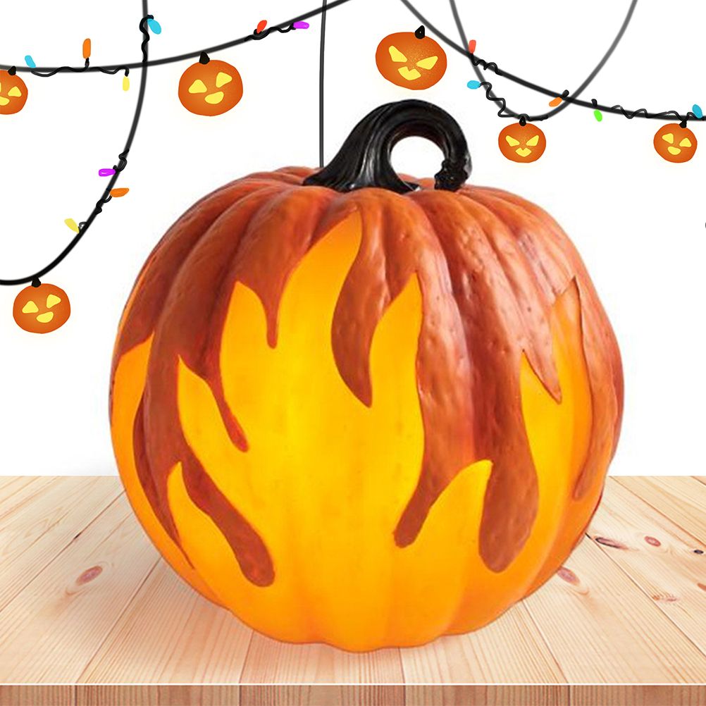 Halloween Pumpkin Lantern Battery Operated Jack O Lantern Flame Lighted view 9