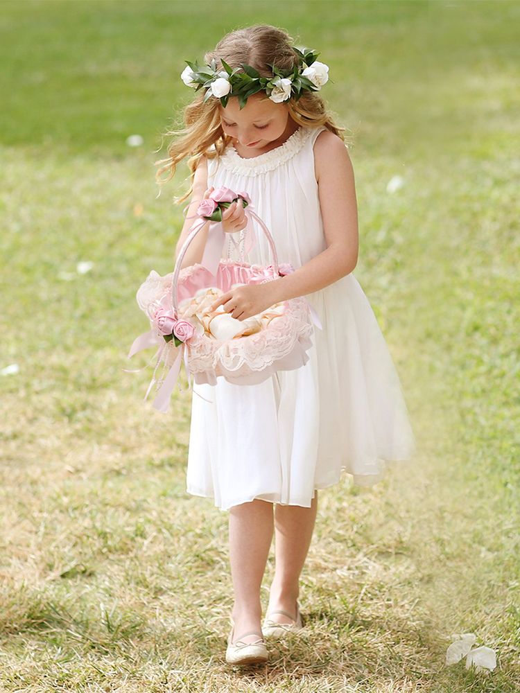 Wedding Flower Girl Basket Multipurpose Romantic for Wedding Ceremony view 5