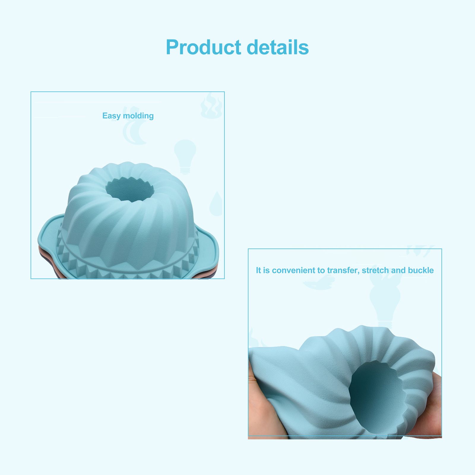 Double Ear Silicone Mousse Cake Mould High Temperature Resistant Cake Pan DIY view 3