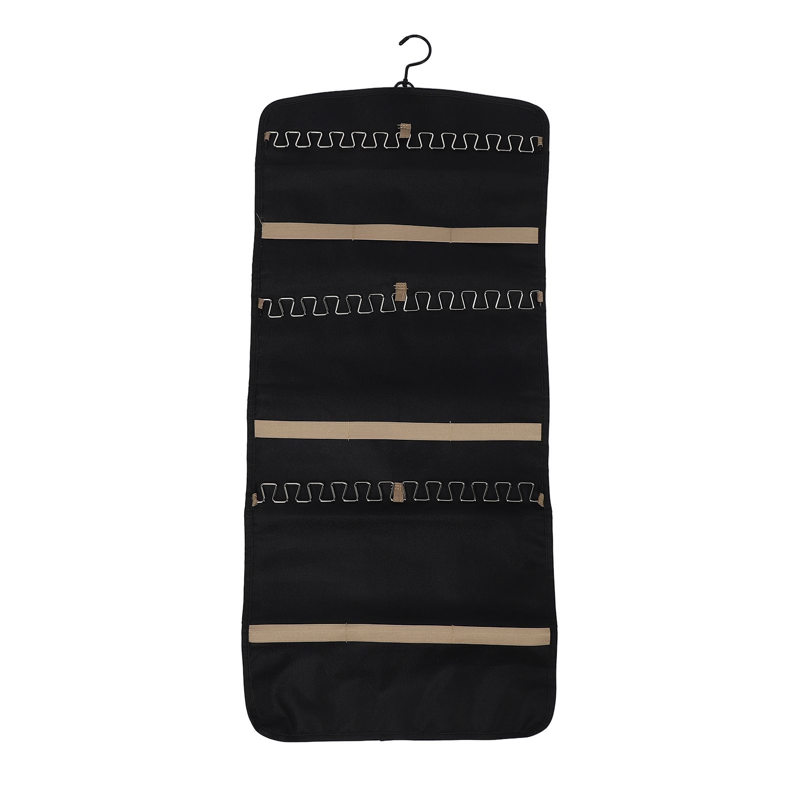 Portable Hanging Jewelry Storage Roll with Metal Hooks Double Sided Jewelry view 4
