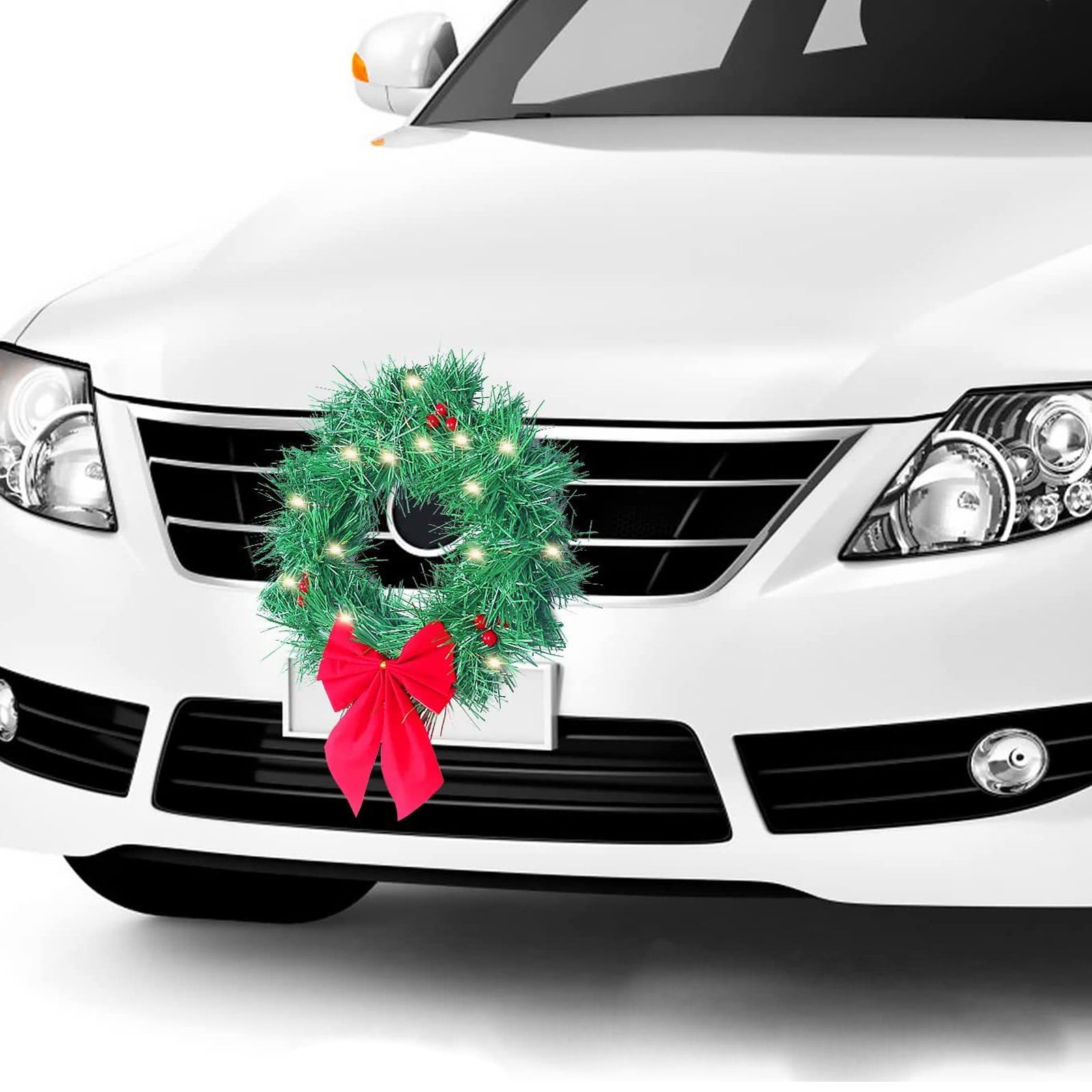 Car Christmas Wreath Decoration with Lights Suitable for Truck SUVs view 4