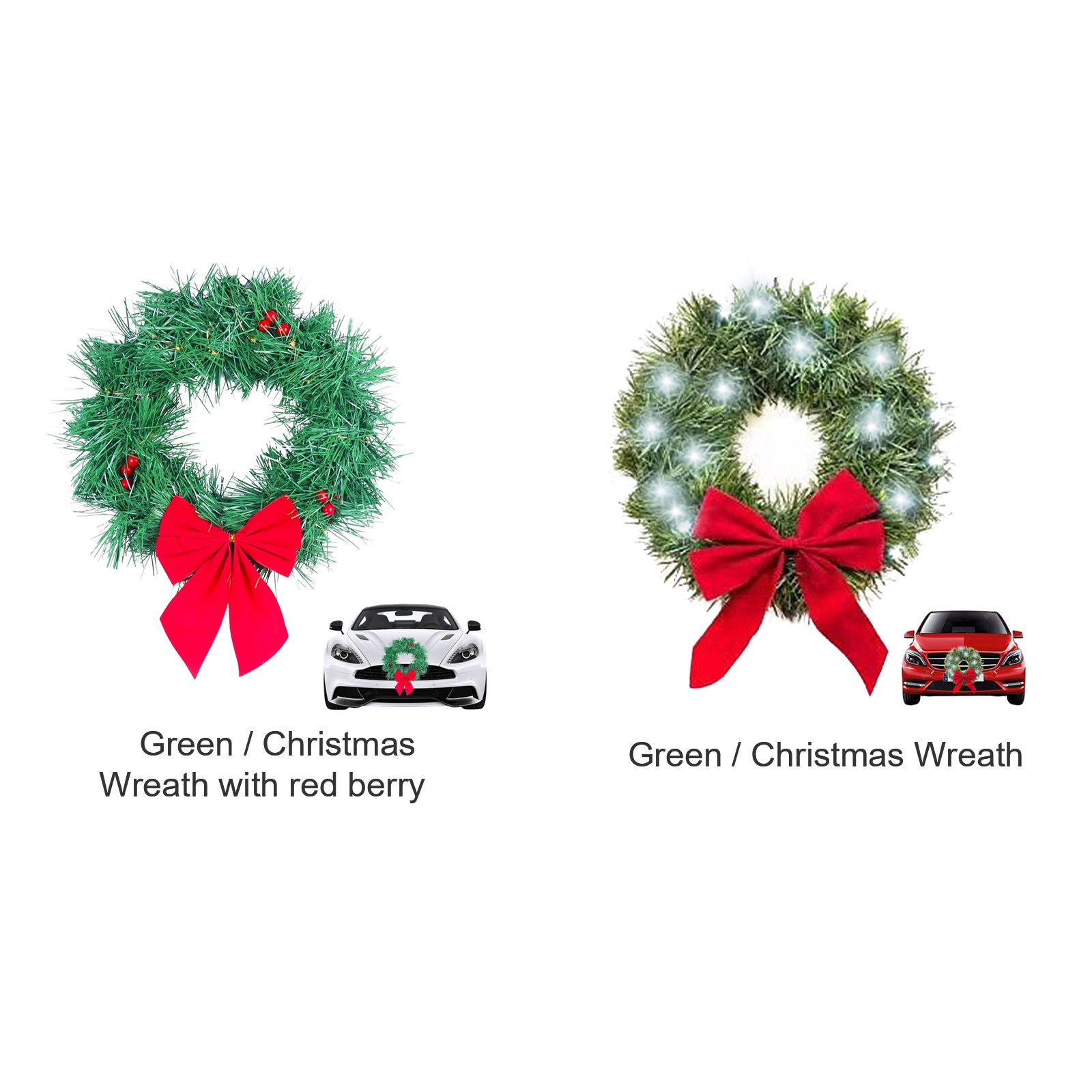 Car Christmas Wreath Decoration with Lights Suitable for Truck SUVs view 12