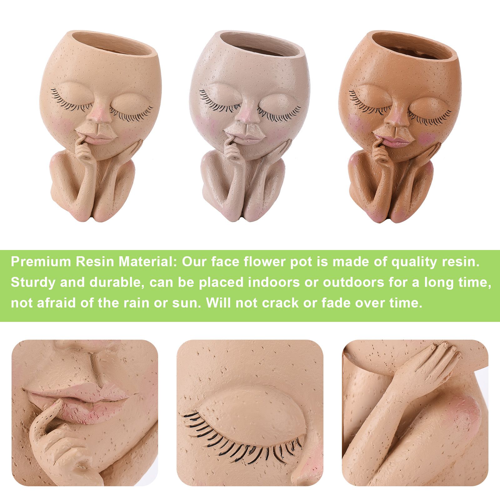 Face Planter Pots Head Planter Face Flower Pot Head Planter for Indoor Outdoor view 15
