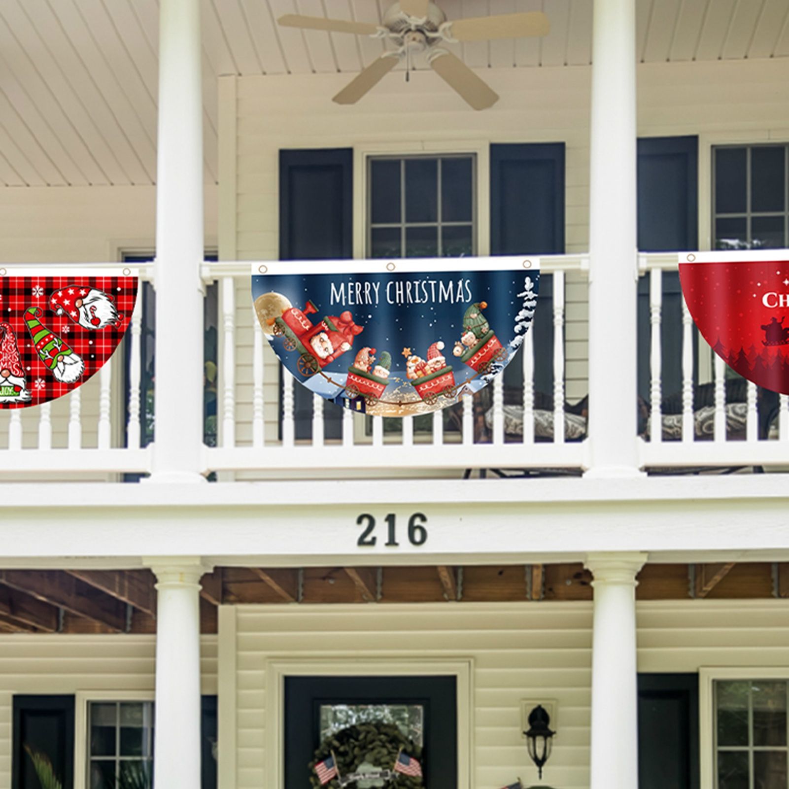 Christmas Fan Shaped Flags Outdoor Flag Doors Hang Christmas Decorations view 8