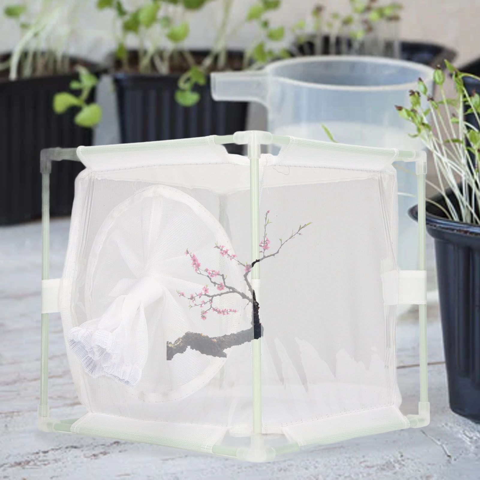 Insect Observation Cage PVC Mesh White Reusable Butterfly Habitat Breeding view 12