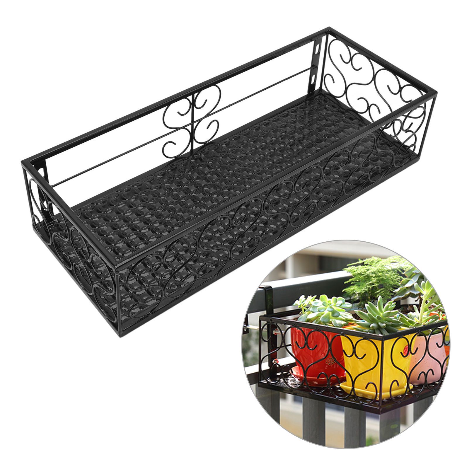 Balcony Flower Rack Hanging Flower Pot Hanger Hanging Wrought Iron Fence view 12