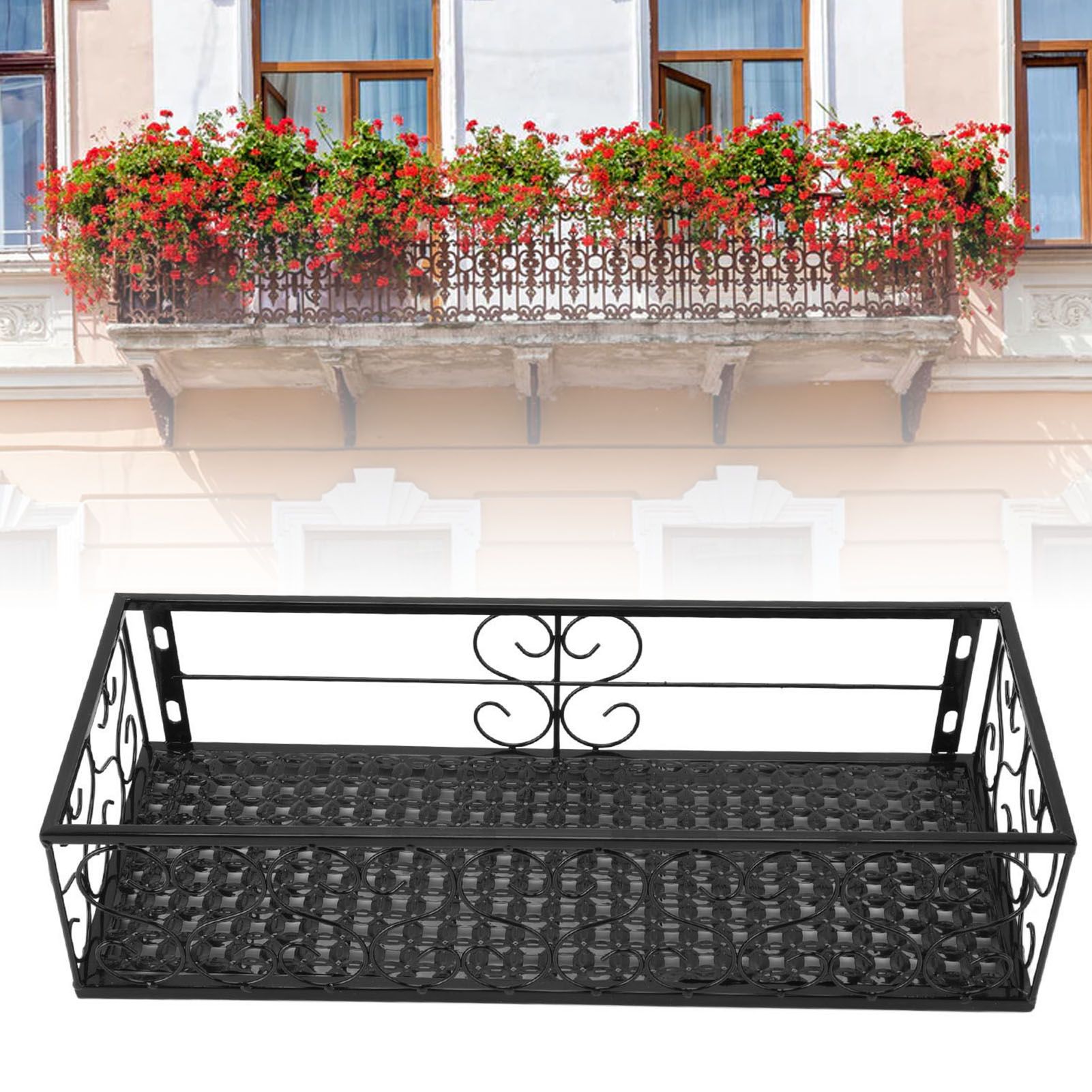 Balcony Flower Rack Hanging Flower Pot Hanger Hanging Wrought Iron Fence view 11