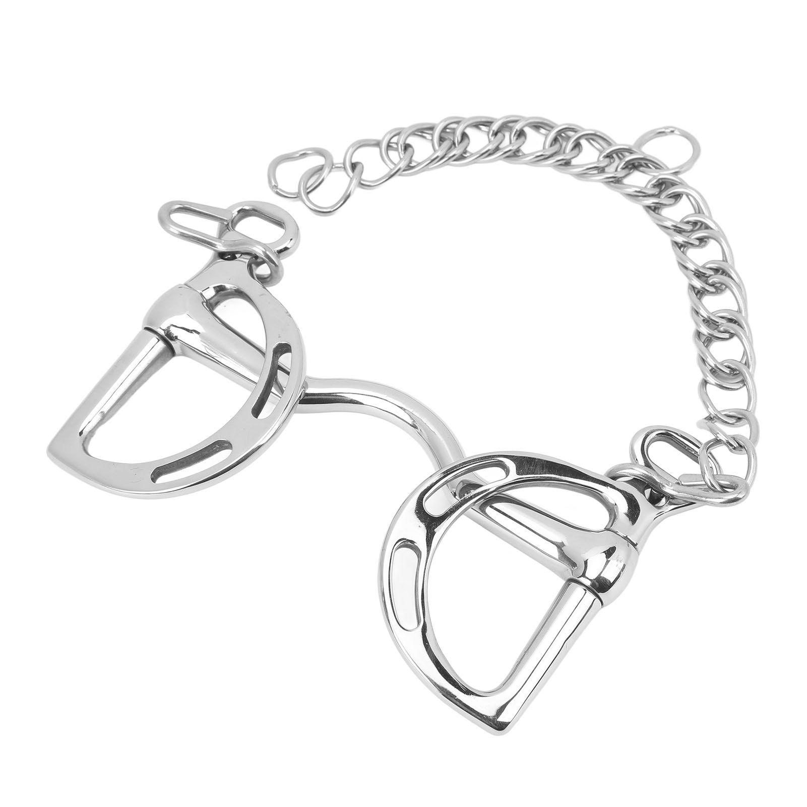 D Ring Horse Bit Stainless Steel Horse Mouth Snaffle Bit with Chain for 135mm — image 1