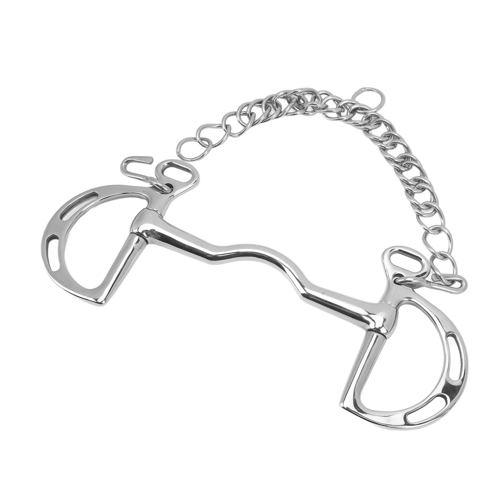 D Ring Horse Bit Stainless Steel Horse Mouth Snaffle Bit with Chain for 135mm view 2