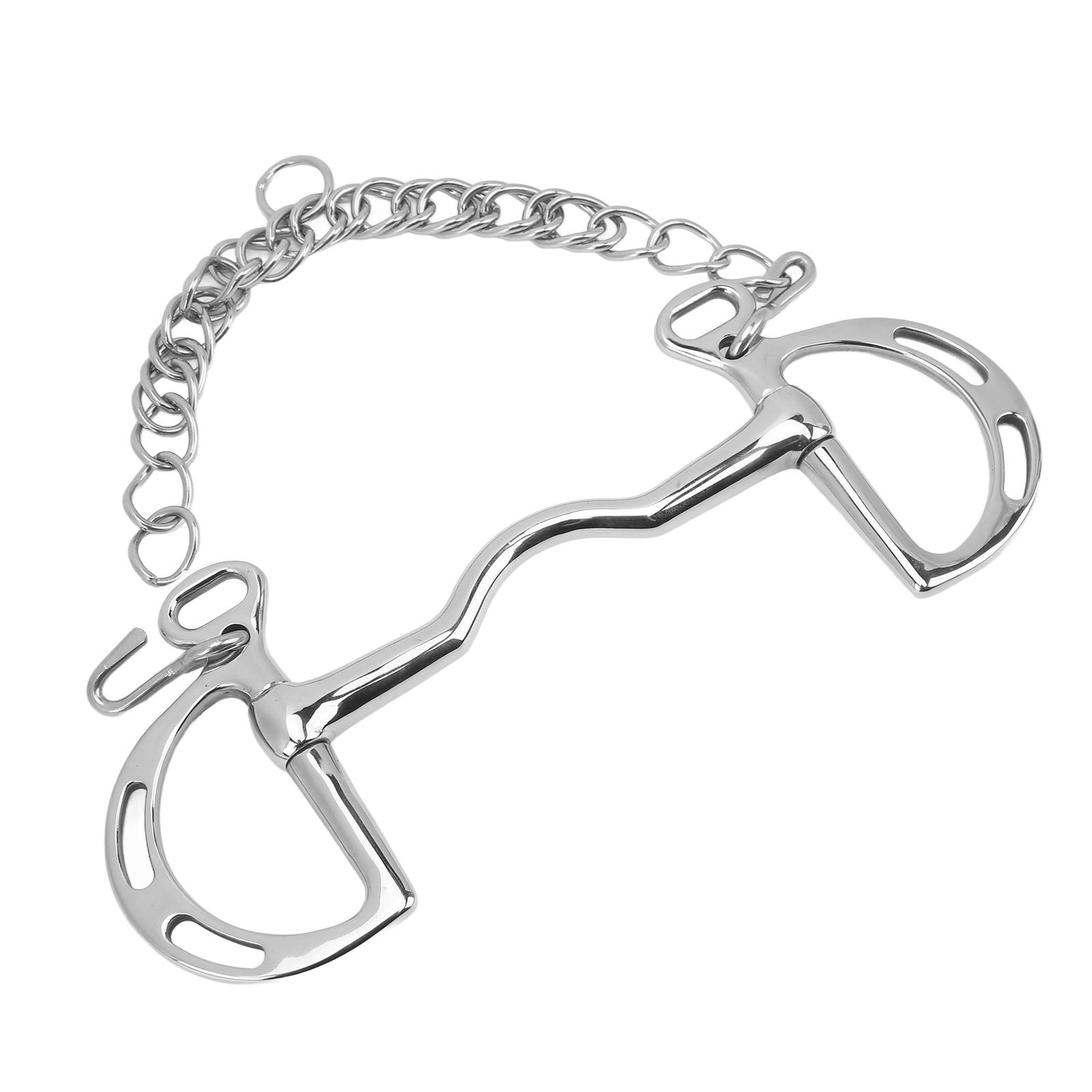 D Ring Horse Bit Stainless Steel Horse Mouth Snaffle Bit with Chain for 135mm view 3