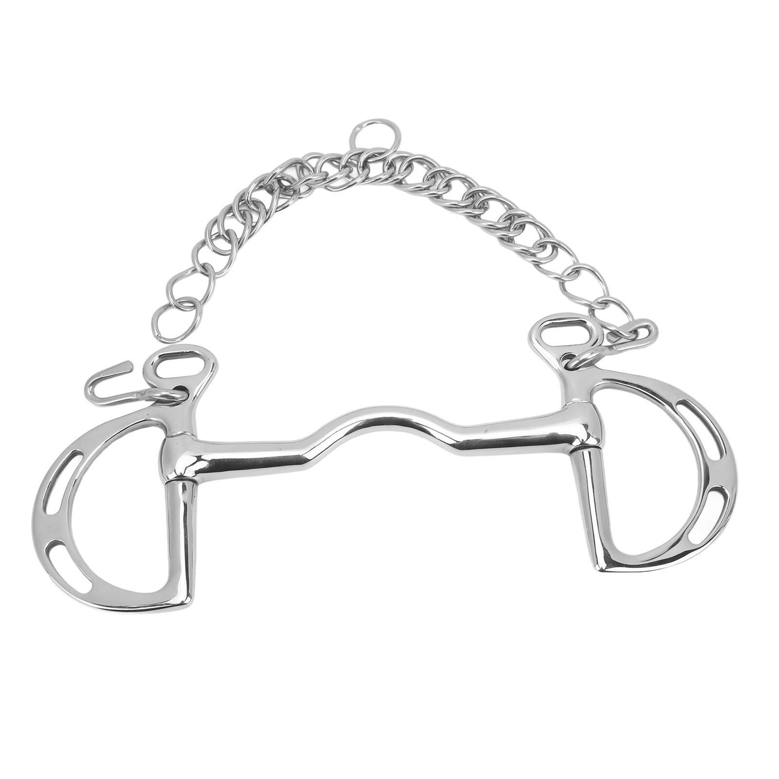 D Ring Horse Bit Stainless Steel Horse Mouth Snaffle Bit with Chain for 135mm view 4