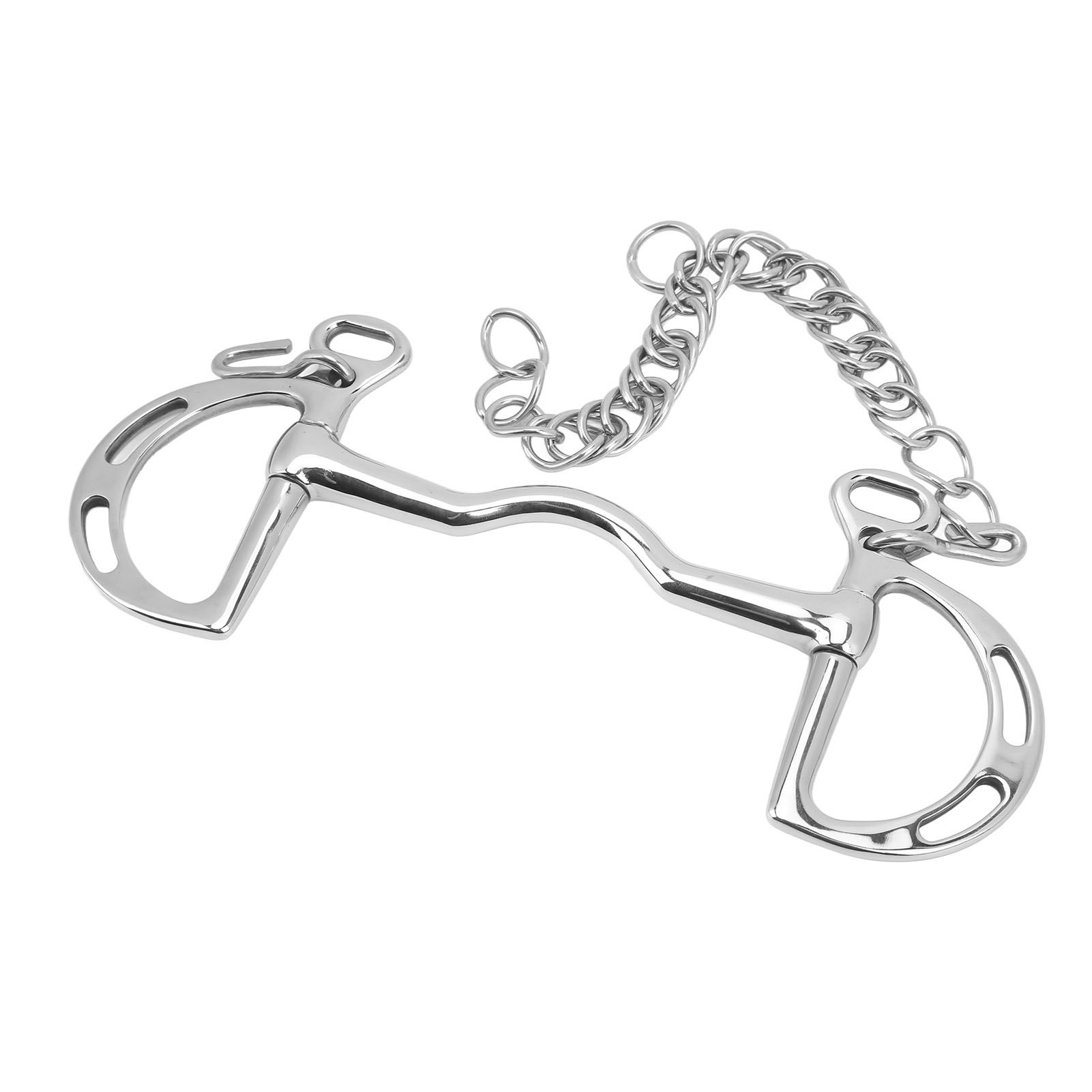 D Ring Horse Bit Stainless Steel Horse Mouth Snaffle Bit with Chain for 135mm view 6